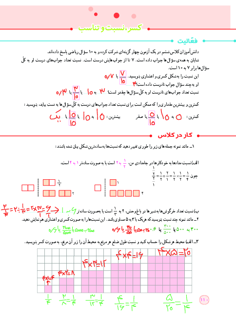 راهنمای گام به گام ریاضی ششم دبستان | فصل 6: تناسب و درصد