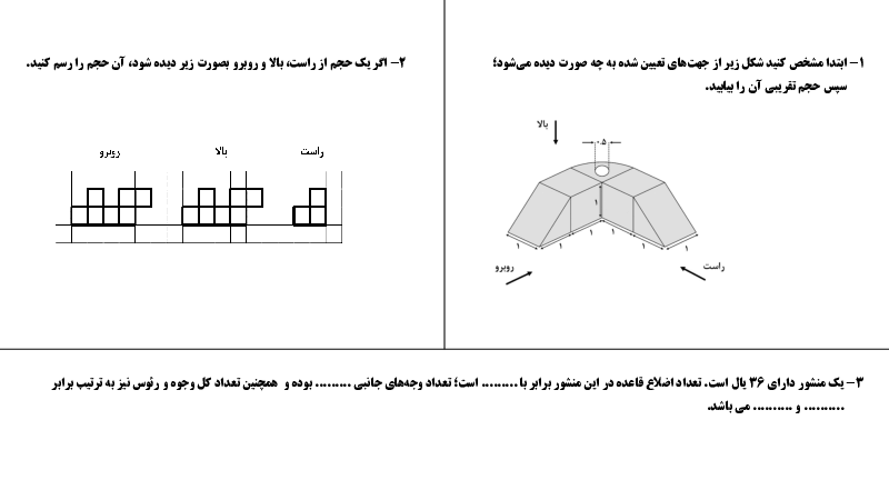 مجموعه تمرین های تکمیلی ریاضی هفتم مدرسه پروفسور رضا | فصل 6: سطح و حجم