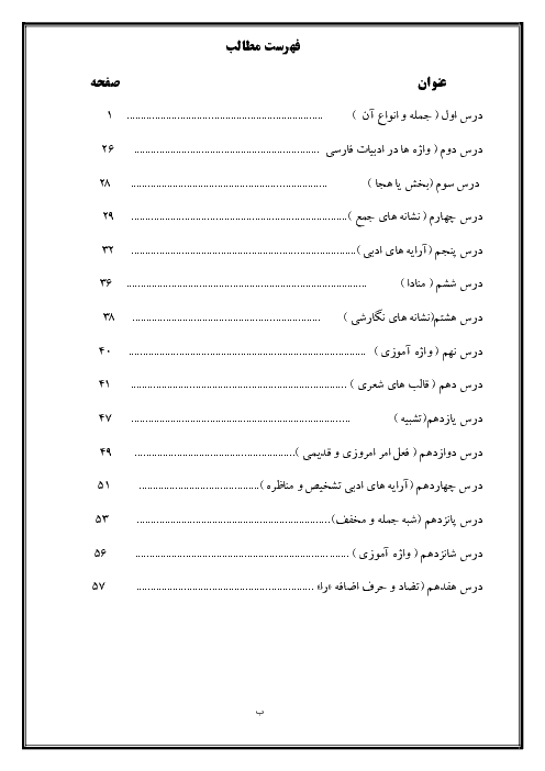 جزوه ی آموزشی دستور زبان فارسی پایه ششم ابتدایی 