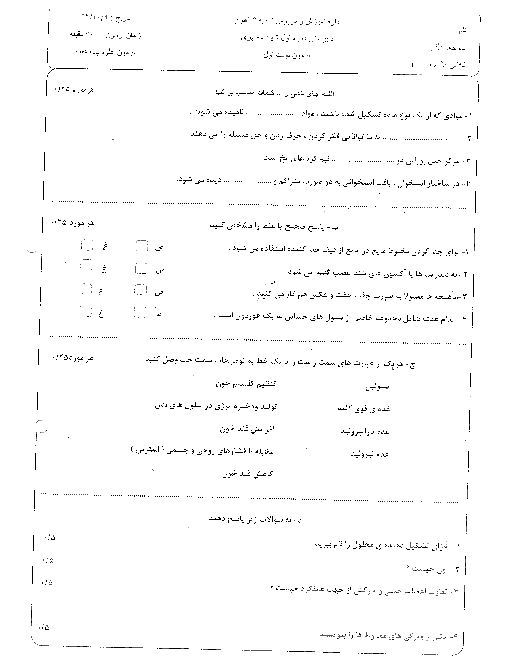 آزمون نوبت اول علوم هشتم دبیرستان شهید مطهری اهواز | دی 94