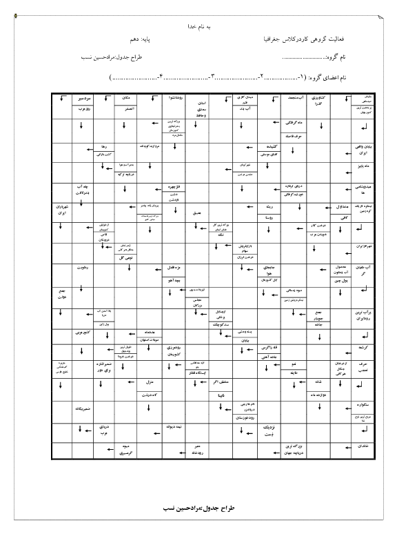  جدول آموزش درسی جغرافیا (2) پایه یازدهم انسانی