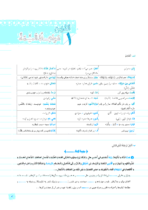 تمرین تکمیلی عربی، زبان قرآن (2) پایه یازدهم تخصصی انسانی | درس 1: مَواعِظُ قَیِّمَةٌ