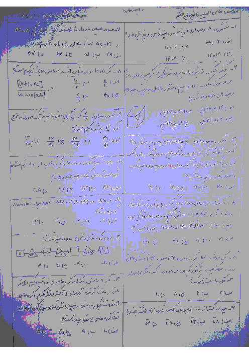 نمونه تست‌های آمادگی المپیاد ریاضی پایه هفتم + پاسخ |‌ فصل 1 تا 6