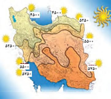 نقشه تابش روزانه خورشید در ایران