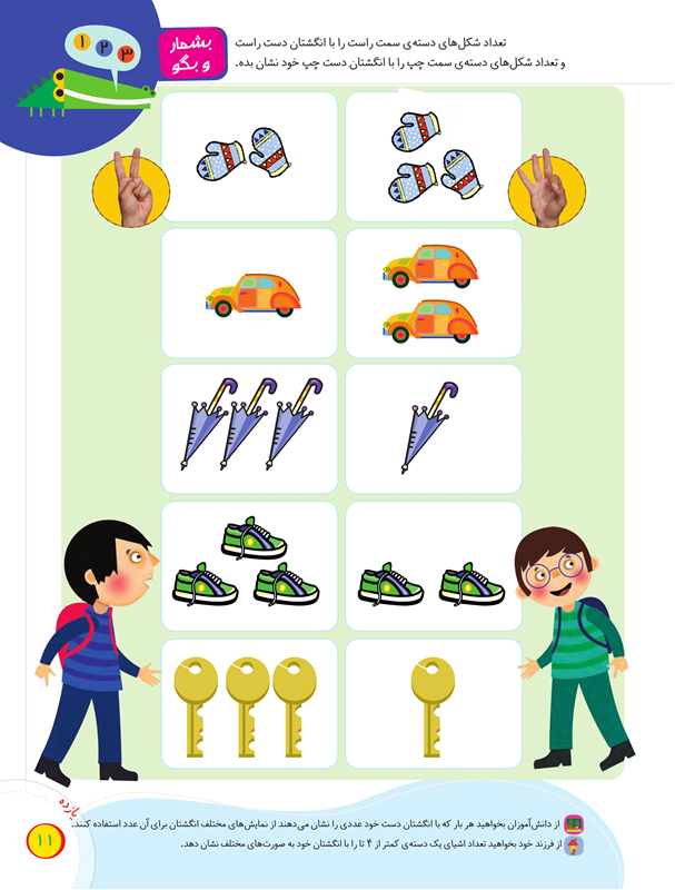 صفحه 11 کتاب درسی ریاضی اول دبستان