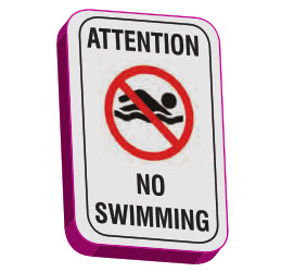 Pay attention! Don’t swim here.