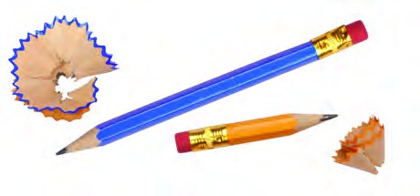4- The blue pencil is longer than the yellow pencil.