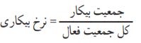 فرمول محاسبه نرخ بیکاری