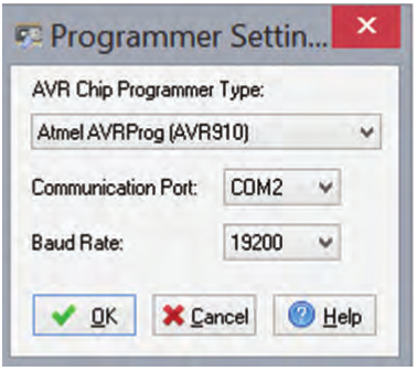  تنظیم پورت و سرعت پروگرامر AVR910