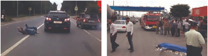  خارج شدن خودرو از مسیر به علت نقص فنی و تصادف با عابرین پیاده