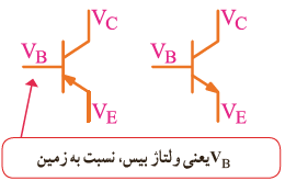 ولتاژ هر پایه ترانزیستور نسبت به زمین