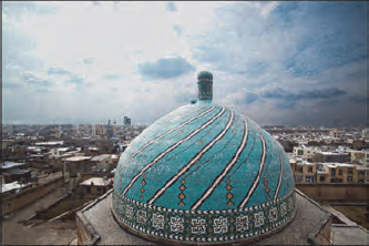 قزوین، گنبد مسجد جامع، کاشی فیروزه&zwnj;ای