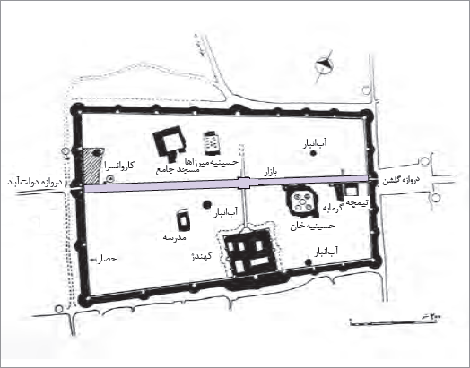 بازار قدیمی طبس در امتداد دو دروازۀ اصلی شهر