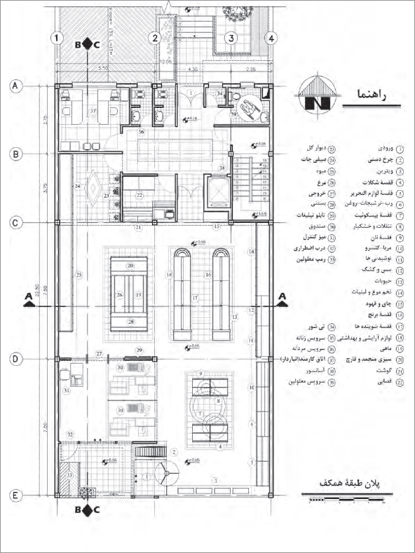 پلان طبقۀ همکف فروشگاه
