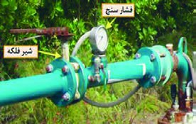محل شیر فلکه و فشارسنج روی لوله رانش