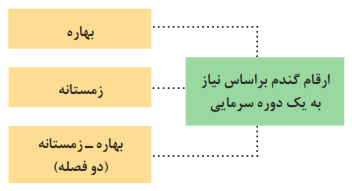 ارقام گندم بر اساس نیاز به یک دوره سرمایی: 1- بهاره 2- زمستانه 3- بهاره- زمستانه (دو فصله)