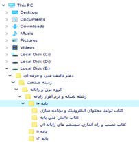 شکل 30- ساختار سلسله مراتبی پوشه&zwnj;ها در کاوشگر پرونده