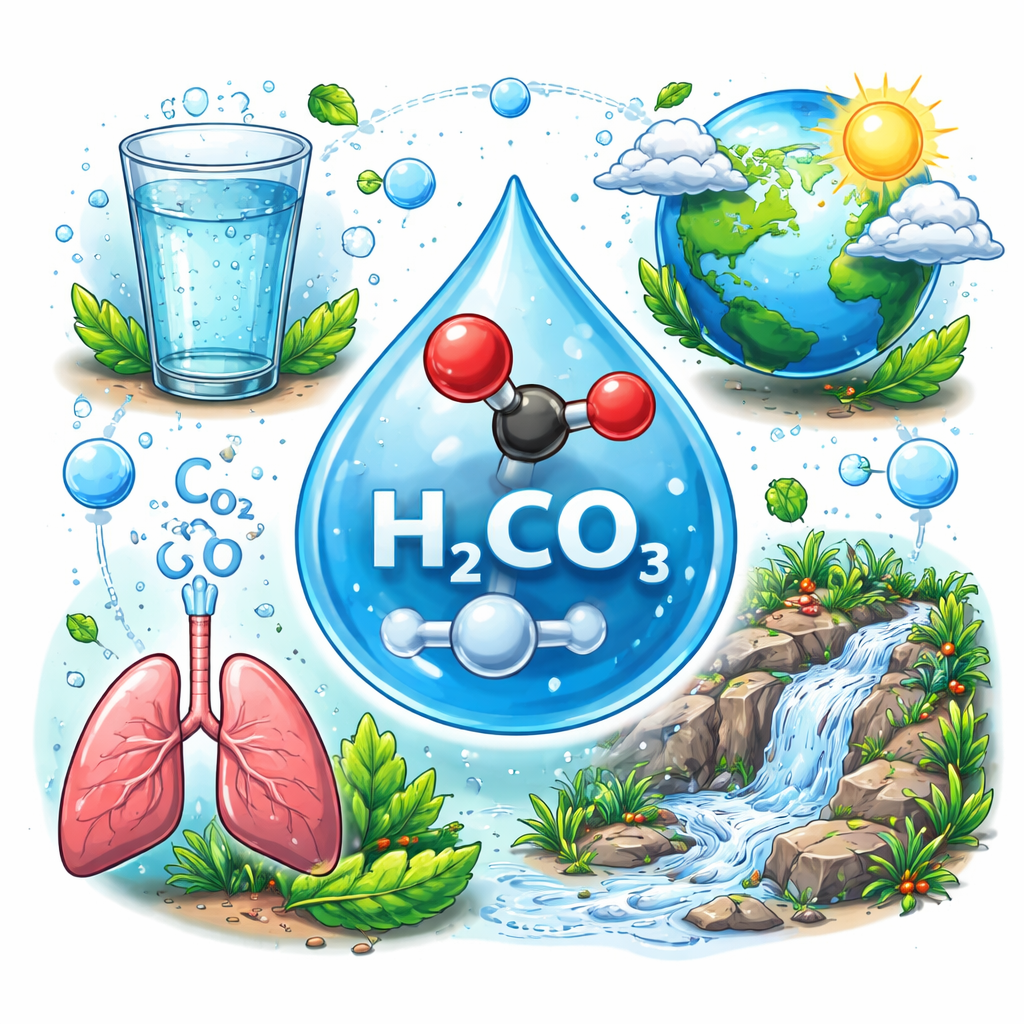 اسید کربنیک: اسیدی ضعیف که از حل شدن کربن‌دی‌اکسید در آب به وجود می‌آید