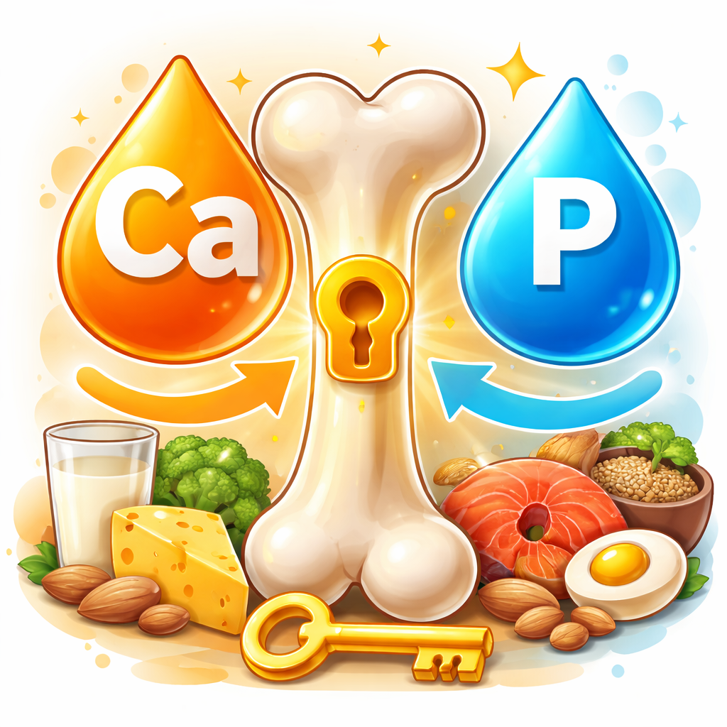 تعادل کلسیم و فسفر: نسبت مناسب این دو عنصر در بدن که برای سلامت استخوان‌ها ضروری است