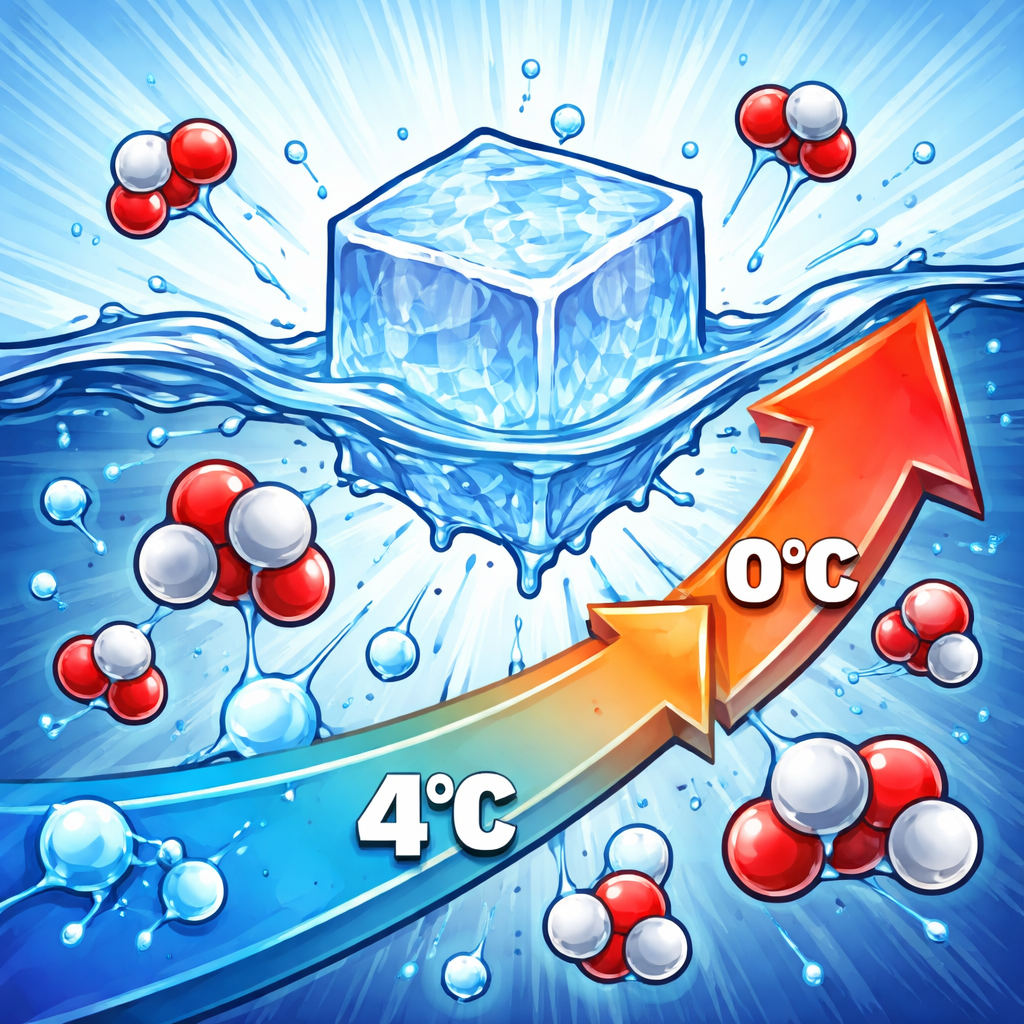 تغییر حجم غیرعادی آب: افزایش حجم آب در بازه دمایی صفر تا چهار درجه سلسیوس
