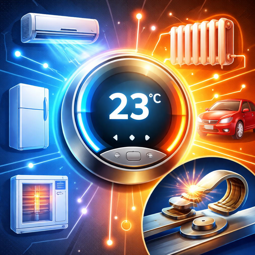 ترموستات: ابزار کنترل دما که بر اساس انبساط یا تغییر ویژگی مواد عمل می‌کند