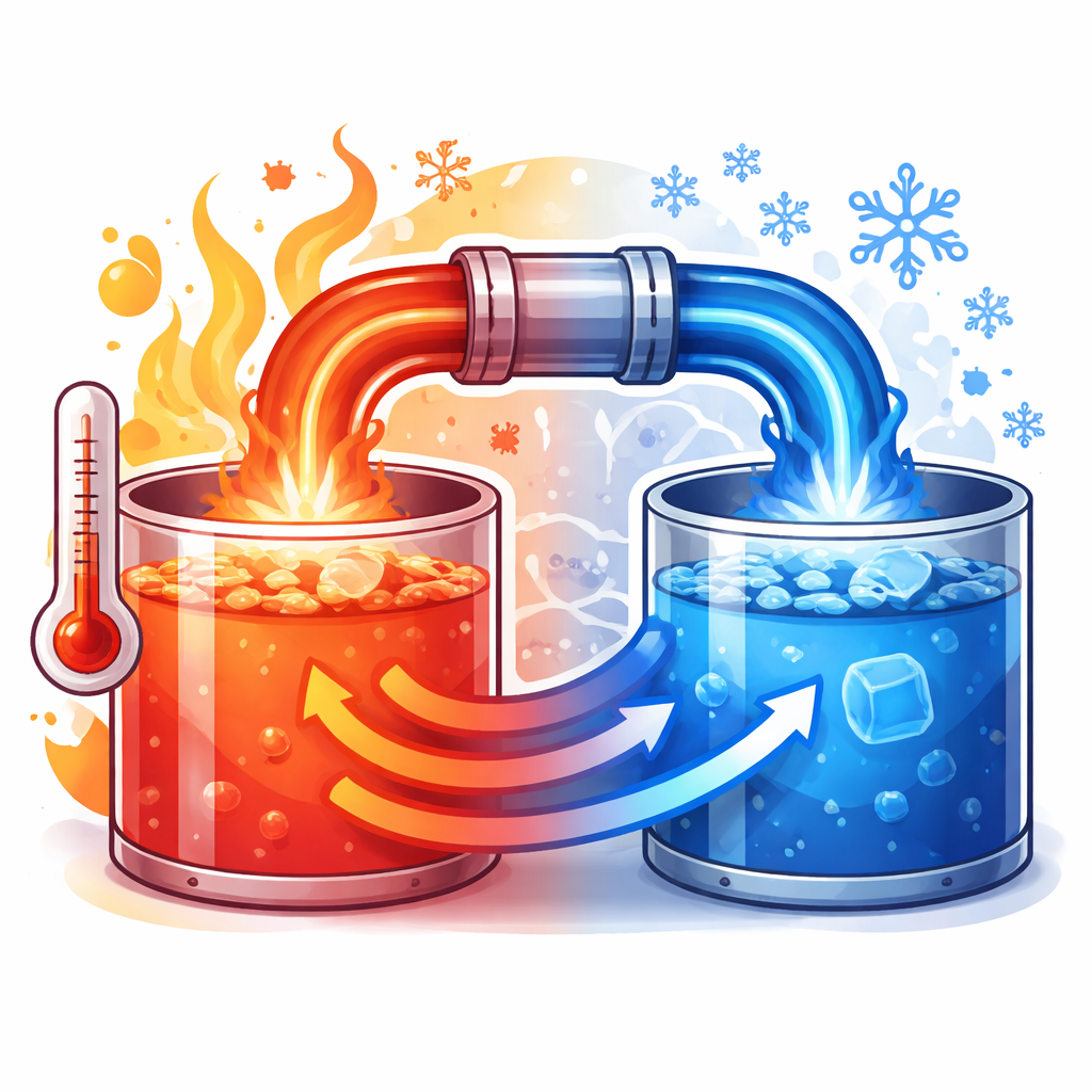 مبادله گرما: انتقال انرژی گرمایی بین اجسام با دماهای متفاوت