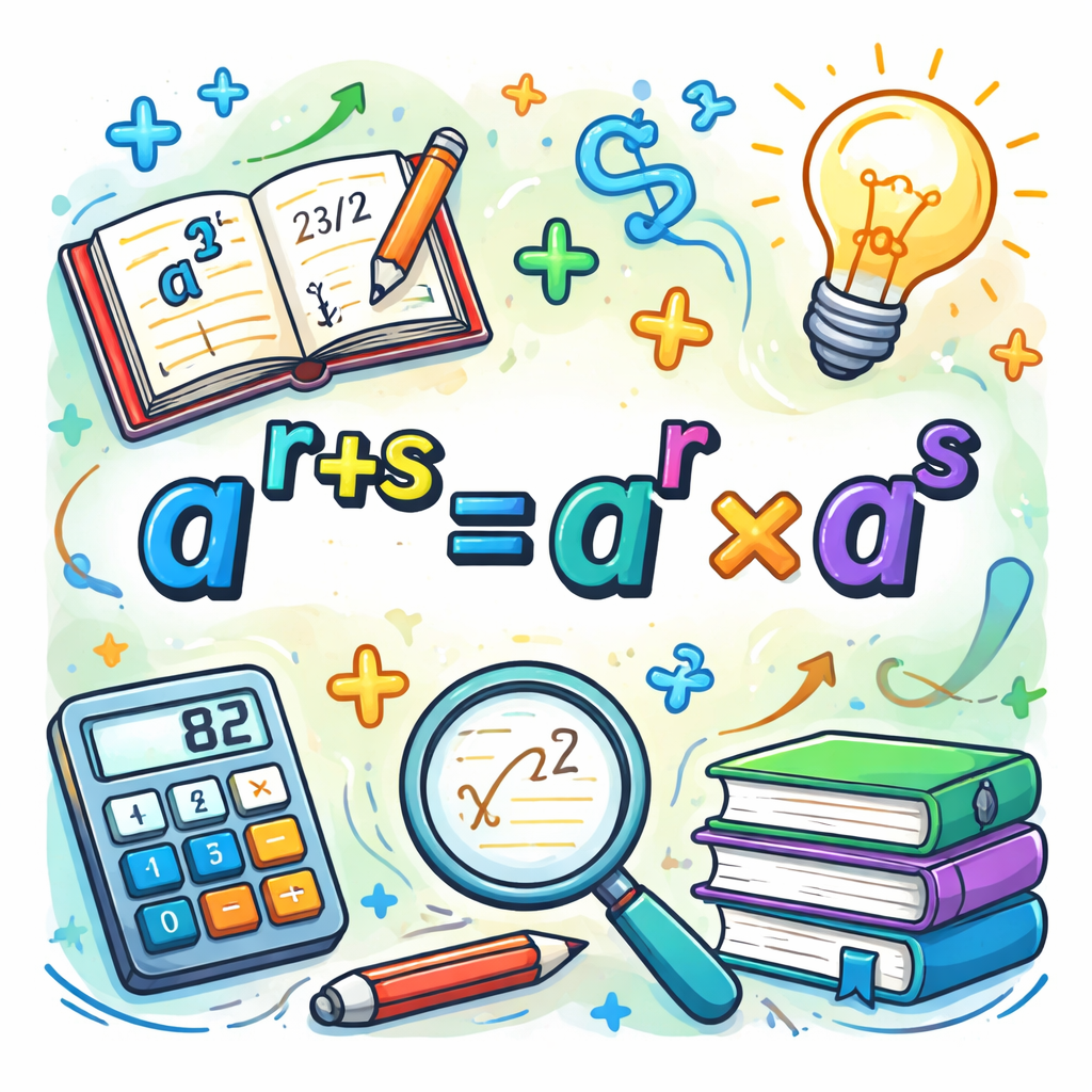 قانون جمع توان‌های گویا: برای r و s گویا و a>0، a^(r+s)=a^r × a^s