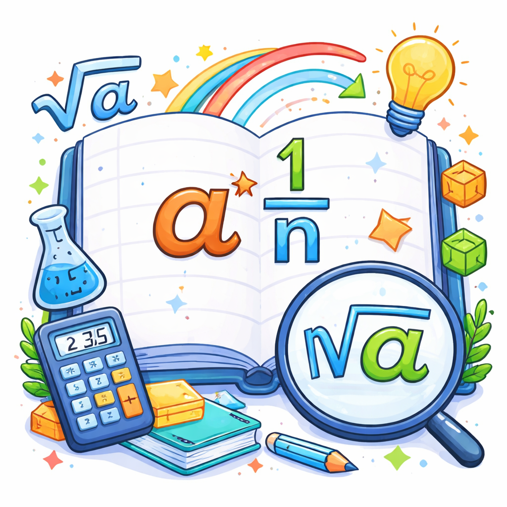 تبدیل رادیکال به توان کسری: نوشتن ریشه nامِ a به صورت a^(1/n)