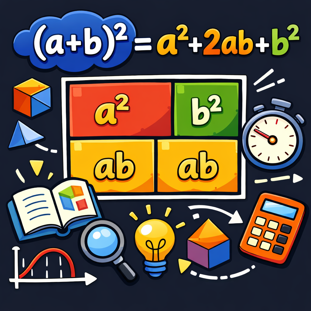 اتحاد مربع مجموع: رابطه (a+b)^2=a^2+2ab+b^2