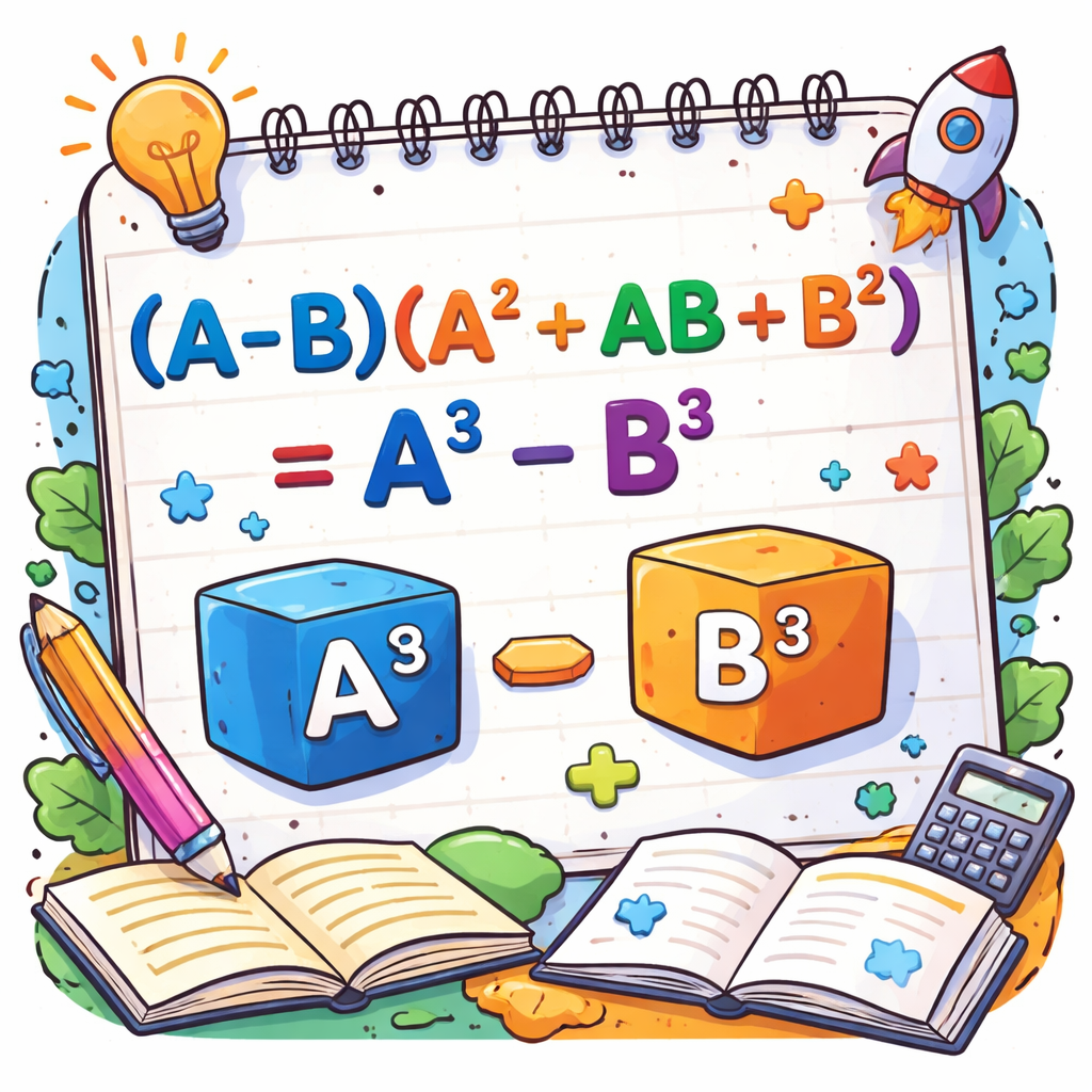 اتحاد تفاضل دو مکعب: رابطه (A-B)(A^2+AB+B^2)=A^3-B^3