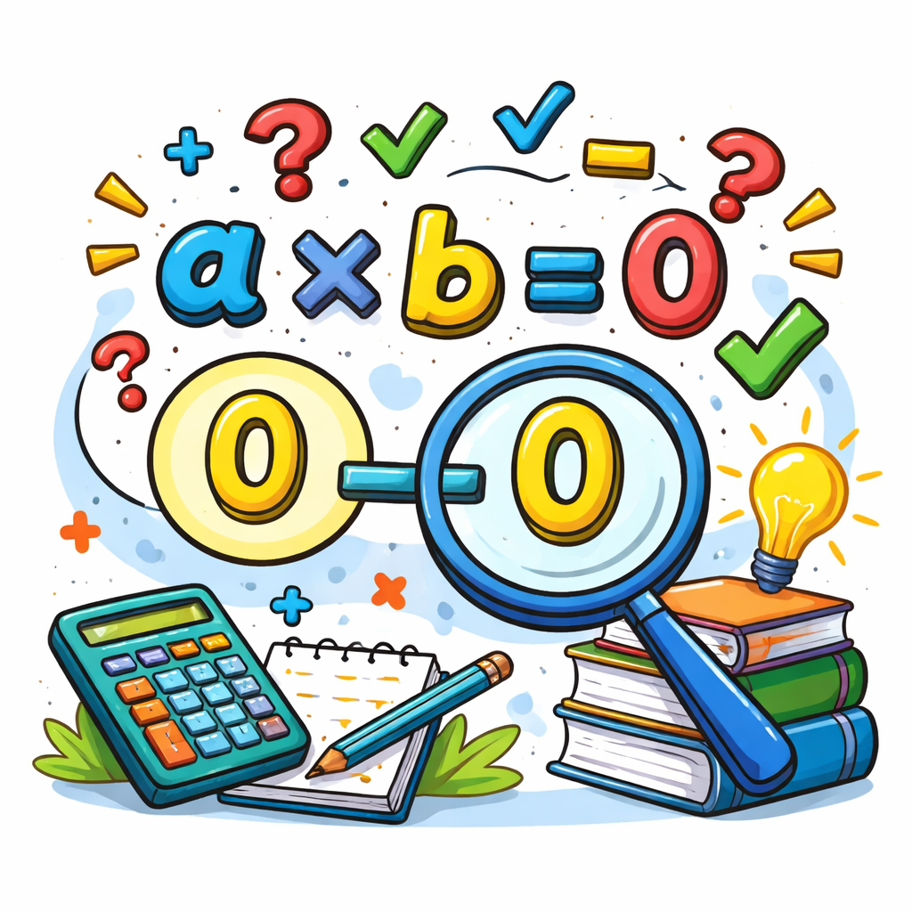 ویژگی حاصل‌ضرب صفر: اگر AB=0 باشد، آنگاه حداقل یکی از A یا B برابر صفر است