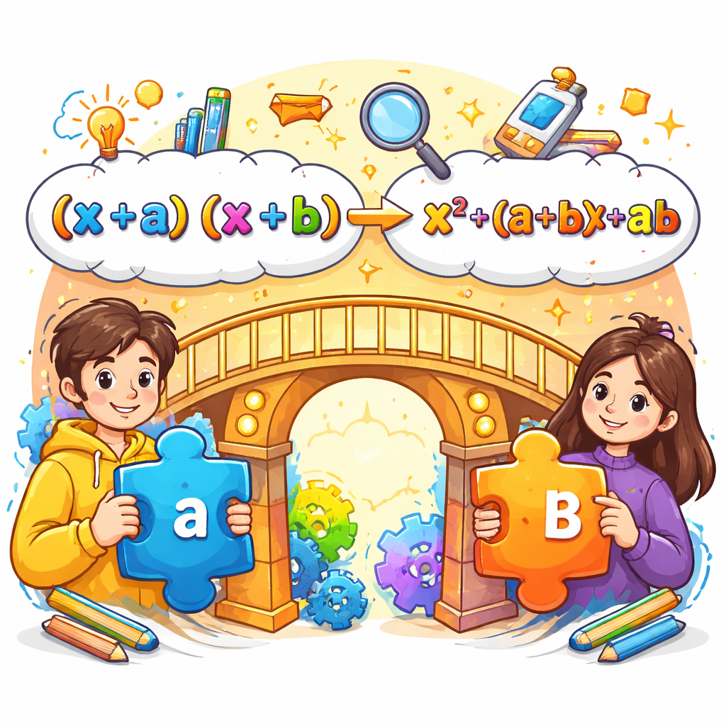 اتحاد جمله مشترک: روشی برای تجزیه عبارت x^2+(a+b)x+ab به صورت (x+a)(x+b)