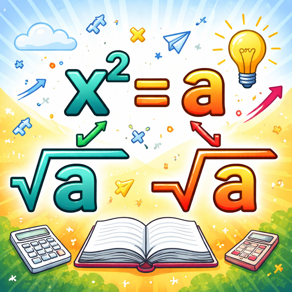 جواب‌های معادله x^2=a : اگر a نامنفی باشد، جواب‌ها x=√a و x=−√a هستند