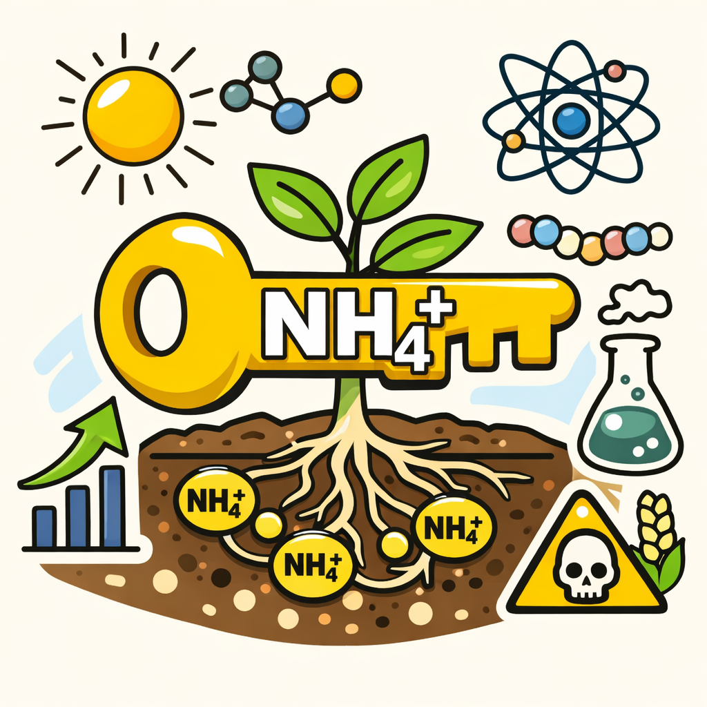 یون آمونیوم: شکل دیگری از نیتروژن محلول که توسط ریشه گیاه جذب می‌شود.