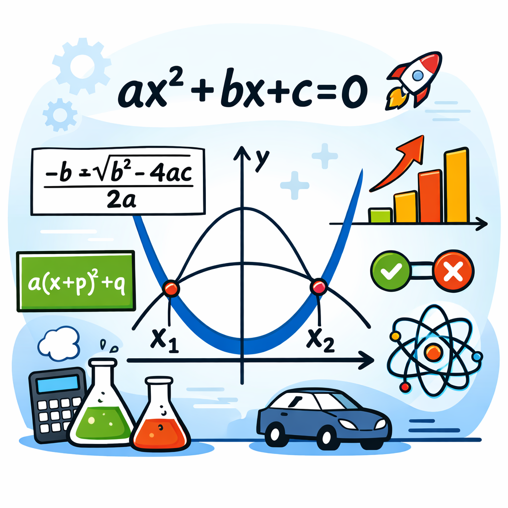 چندجمله‌ای درجه دوم: عبارتی به صورت ax^2+bx+c که a ناصفر است