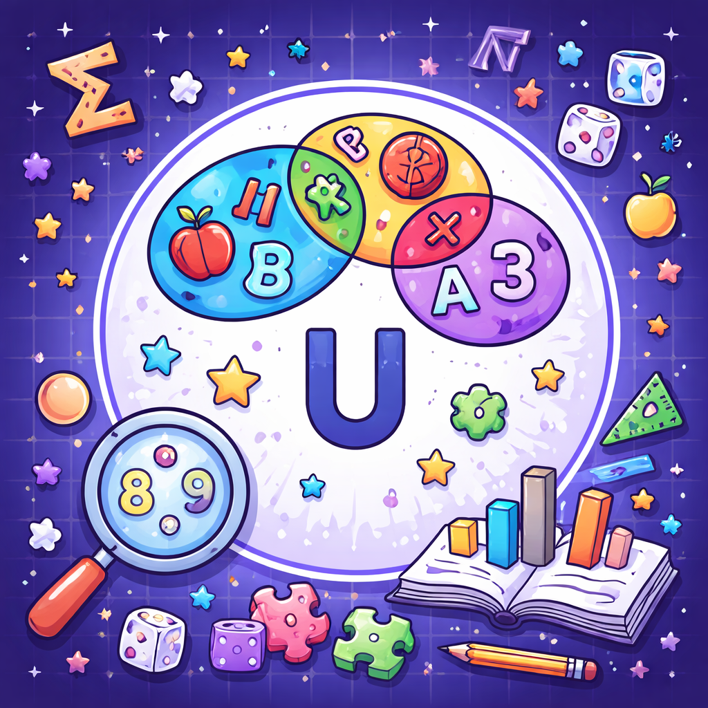 مجموعهٔ مرجع (U): مجموعه‌ای که همهٔ مجموعه‌های مورد بحث به عنوان زیرمجموعه‌های آن در نظر گرفته می‌شوند.