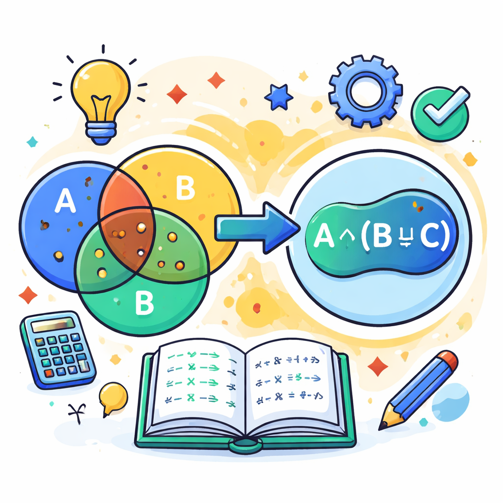 فاکتورگیری در جبر مجموعه‌ها: تبدیل یک عبارت توزیع‌شده به شکل جمع‌وجور با بیرون کشیدن عامل مشترک