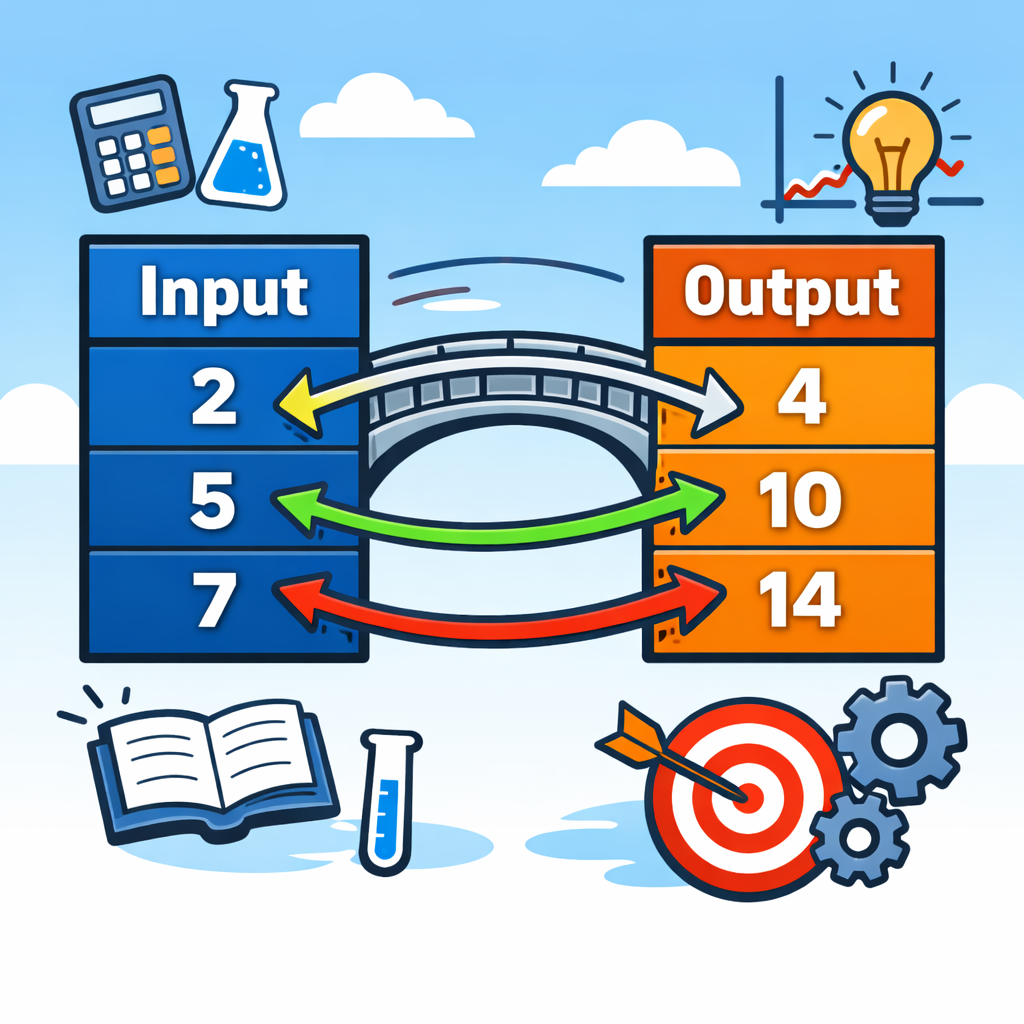 نمایش تابع به صورت جدول: نمایش رابطه بین ورودی‌ها و خروجی‌ها در قالب سطر/ستون