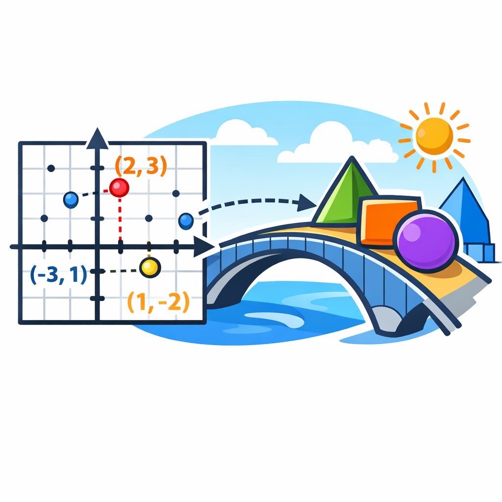 نمودار مختصاتی: نمایش زوج‌های مرتب به صورت نقطه‌هایی در دستگاه مختصات