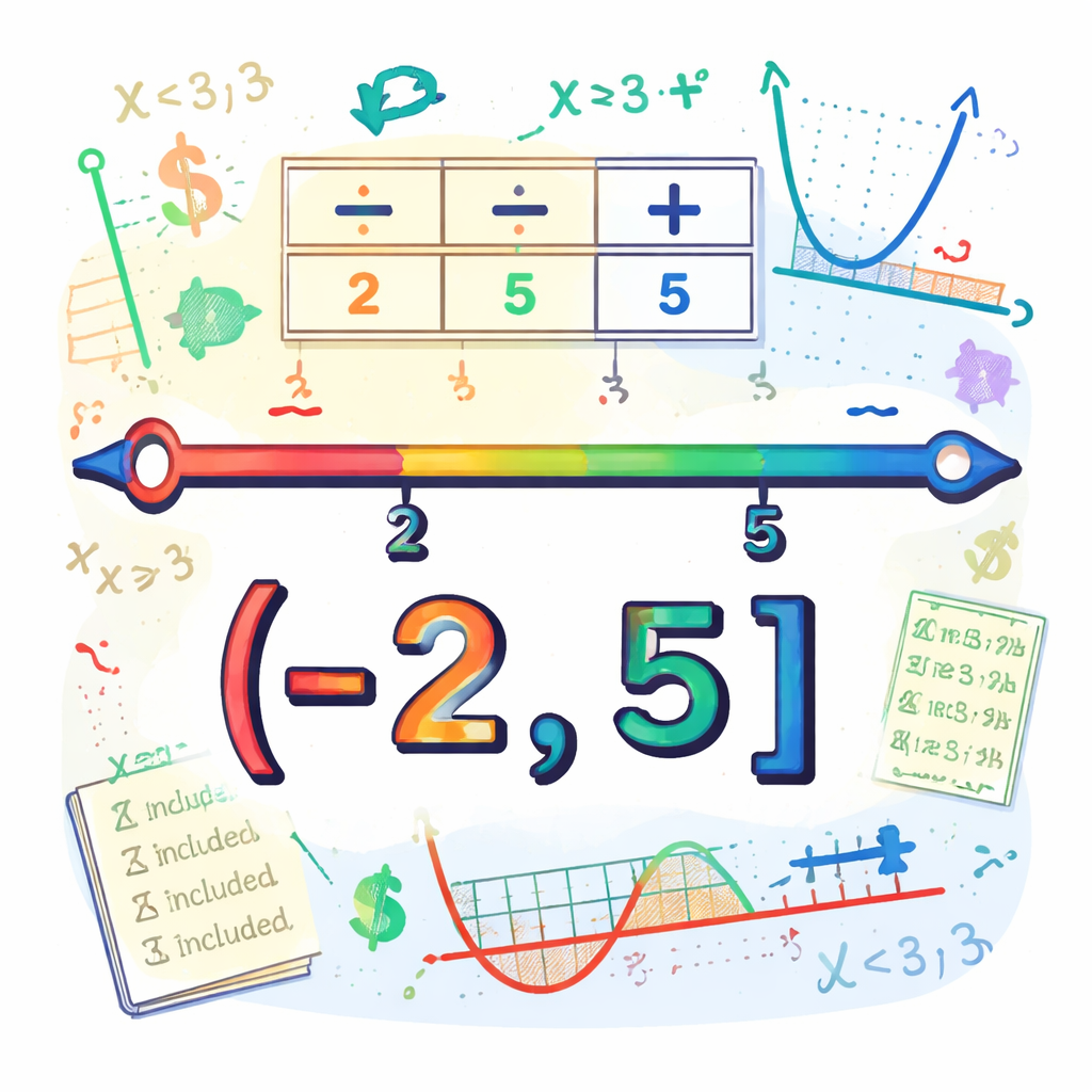 نمایش مجموعه جواب به صورت بازه: نوشتن جواب نامعادله با نماد بازه‌ها روی اعداد حقیقی