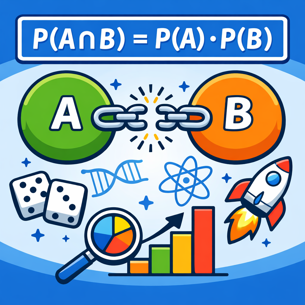 شرط استقلال: رابطه‌ای که در آن برای دو پیشامد داریم P(A∩B)=P(A)P(B)