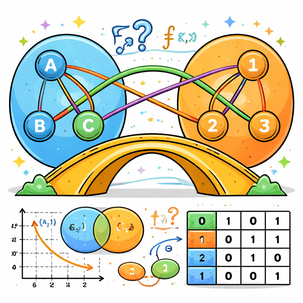 رابطه: ارتباطی بین دو مجموعه که بعضی عضوهای مجموعه اول را به عضوهایی از مجموعه دوم نسبت می‌دهد