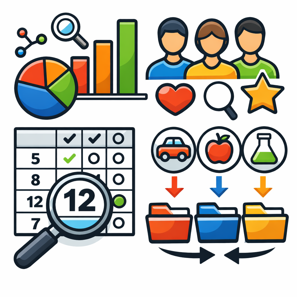 طبقه‌بندی داده‌ها: گروه‌بندی داده‌ها بر اساس مقدار یا نوع برای خلاصه‌سازی