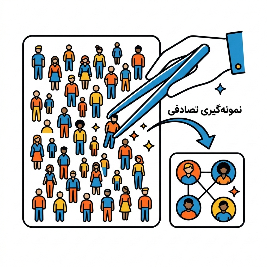 نمونه تصادفی: نمونه‌ای که اعضای آن با یک روش مبتنی بر شانس از جامعه انتخاب می‌شوند.