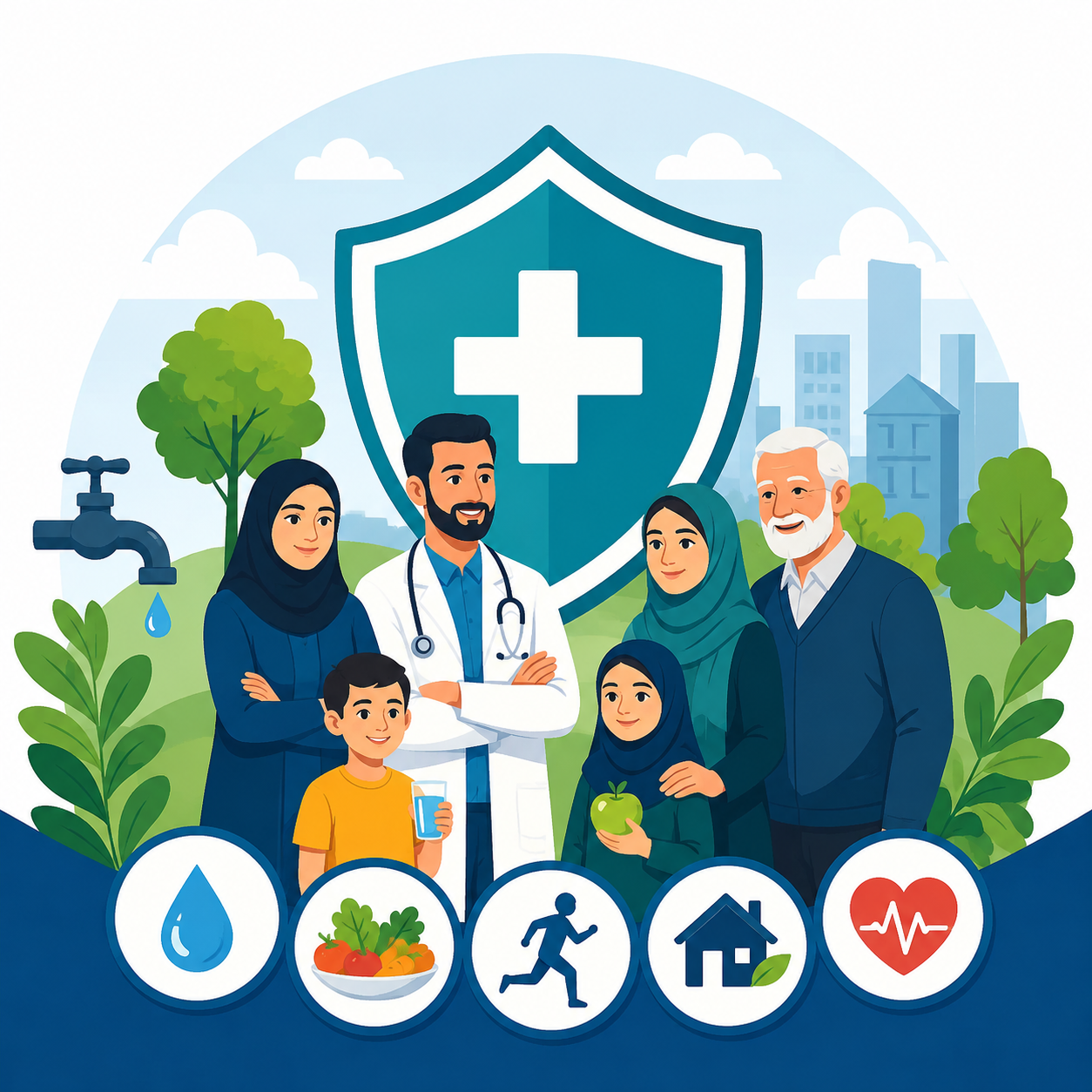 سلامت عمومی: وضعیت کلی بهداشت، درمان، تغذیه، آب سالم و محیط زندگی مردم در یک جامعه