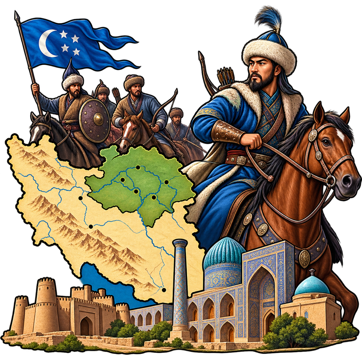 ماوراءالنهر: ناحیه‌ای در شمال شرق ایران تاریخی که در دورهٔ صفوی محل قدرت‌گیری ازبک‌ها بود.