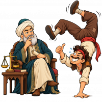 ضرب‌المثل «پیشِ غازی و معلّق بازی»: در برابر افراد حرفه‌ای نباید ادعای نادرست کرد.