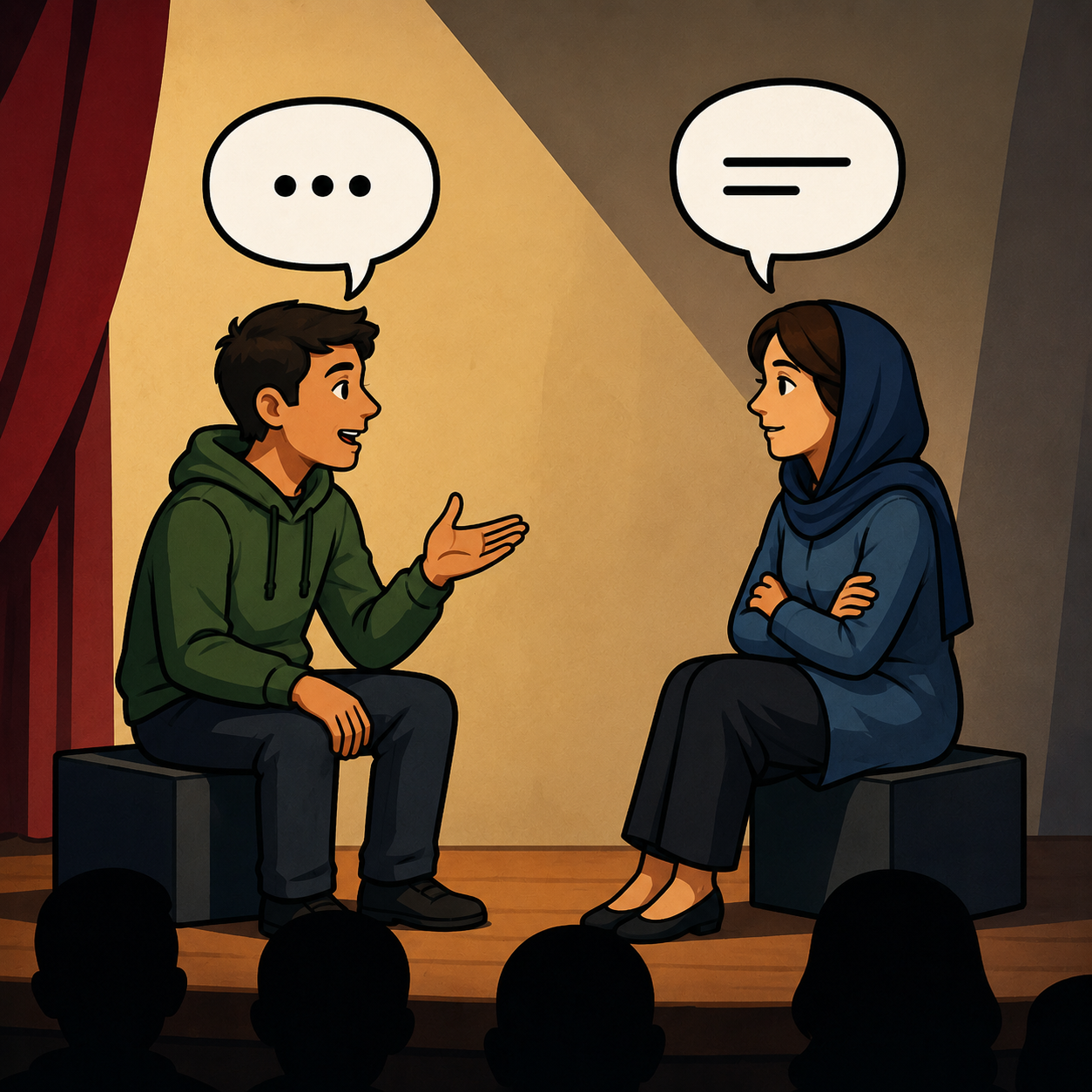زبان محاوره در نمایش: شیوه نگارش گفت‌وگو نزدیک به زبان طبیعی و روزمره شخصیت‌ها.
