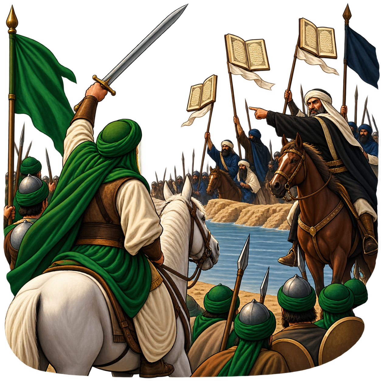 جنگ صفّین: جنگی میان سپاهیان حضرت علی (ع) و معاویه که با حیله عمروعاص پایان یافت.