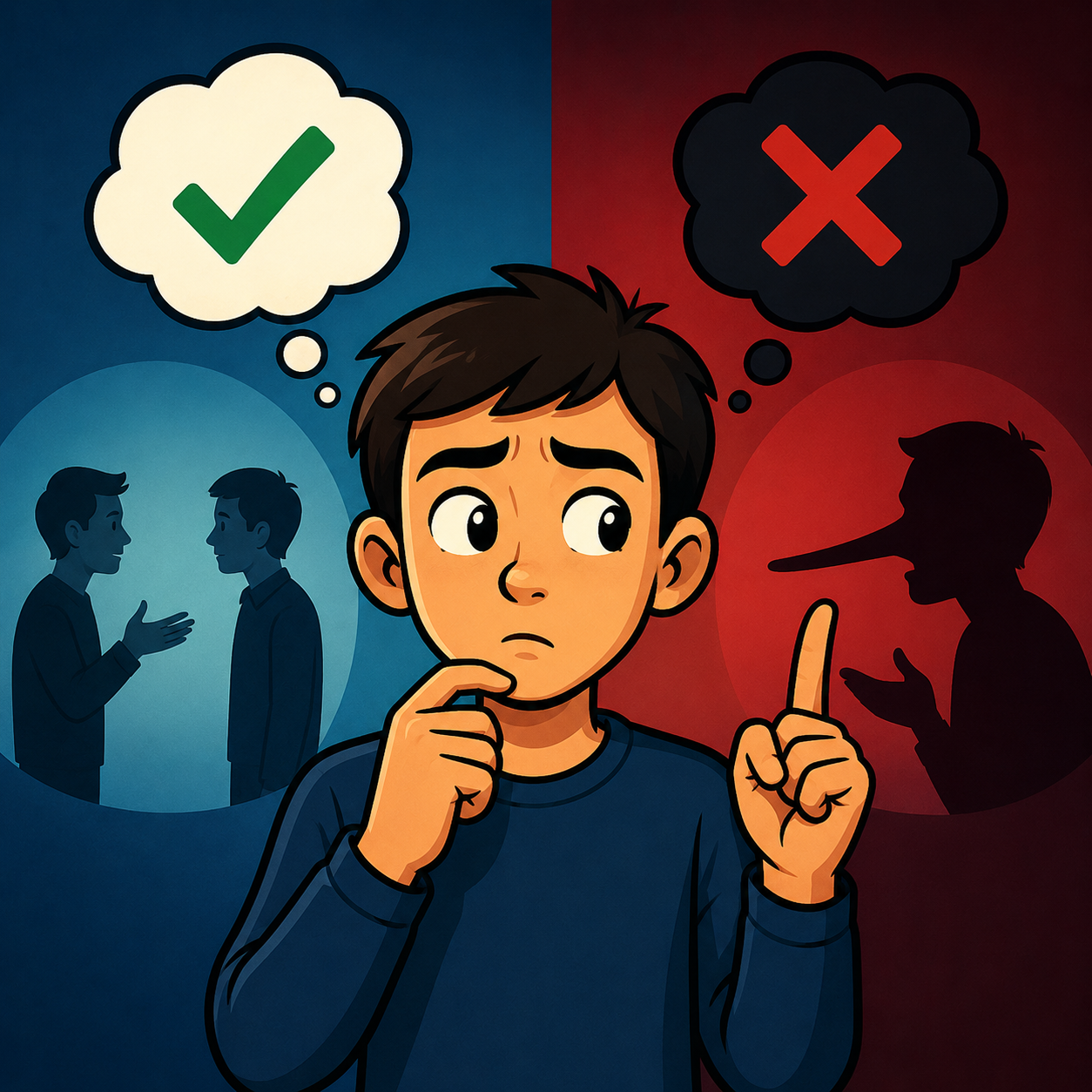 دروغ‌پردازی: ساختن سخنی خلاف واقع برای پنهان کردن حقیقت یا فرار از مسئولیت.